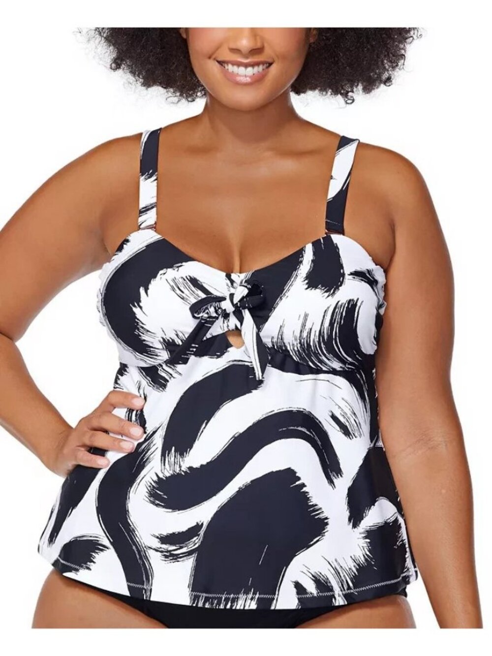 Raisins Curve Plus Size 16W Printed Calaya Tie-F Black MSRP $66